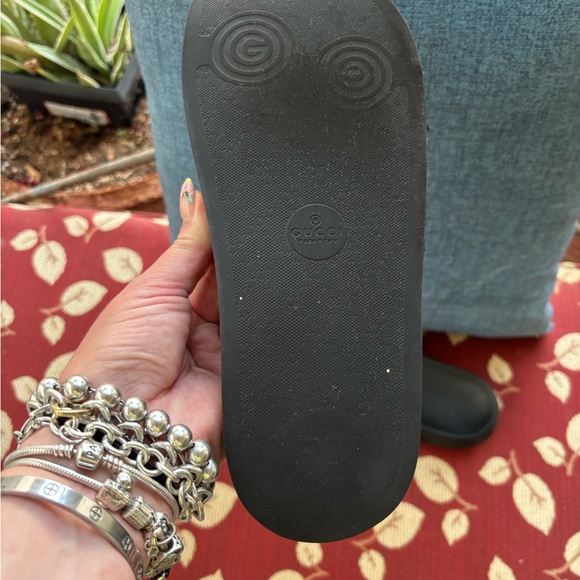Gucci Black Embossed Slide Sandals - Picture 5 of 6